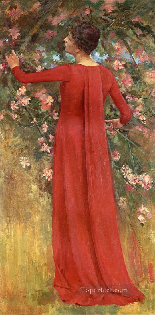 The Red Gown aka His Favorite Model Theodore Robinson Oil Paintings